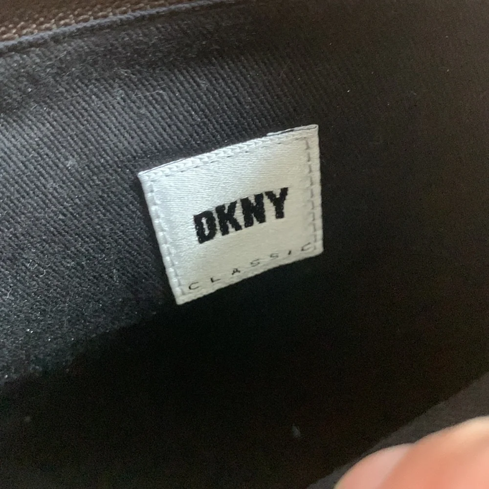 DKNY nylon brown zippered cosmetic bag